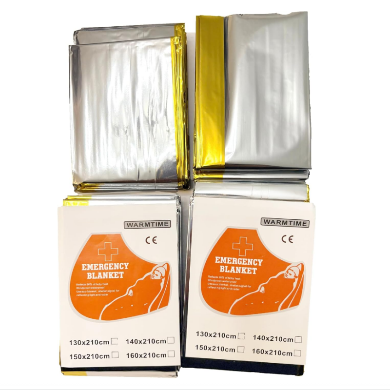 Emergency Mylar Tent - 4 sztuki złoto-srebrnych koców termicznych z